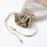 24 pc Cotton Packing Pouches, Drawstring Bags, with Organza Ribbons, Tan, 14~15x10~11cm