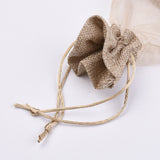 50 pc Cotton Packing Pouches, Drawstring Bags, with Organza Ribbons, Tan, 14~15x10~11cm