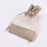 50 pc Cotton Packing Pouches, Drawstring Bags, with Organza Ribbons, Tan, 14~15x10~11cm