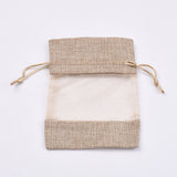 50 pc Cotton Packing Pouches, Drawstring Bags, with Organza Ribbons, Tan, 14~15x10~11cm