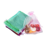 100 pc Rectangle Jewelry Packing Drawable Pouches, Organza Gift Bags, Mixed Color, 17x23cm