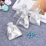 100 pc Organza Bags, Rectangle, Silver, 12x9cm