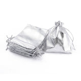 100 pc Organza Bags, Rectangle, Silver, 12x9cm