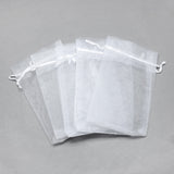 100 pc Organza Bags, Jewelry Gift Mesh Pouches for Wedding Party Christmas Candy Bags, High Dense, Rectangle, White, 9x7cm