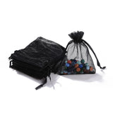 100 pc Organza Bags, High Dense, Rectangle, Black, 9x7cm