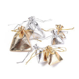 100 pc Organza Bags, Rectangle, Gold & Silver, 12x9cm, 9x7cm, 7x5cm, 30pcs/bag