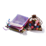 100 pc Organza Gift Bags, Plain Style, with Drawstring, Rectangle, Mixed Color, 12x9cm