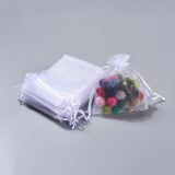 1 Bag Organza Gift Bags, Jewelry Mesh Pouches for Wedding Party Christmas Gifts Candy Bags, with Drawstring, Rectangle, White, 12x10cm