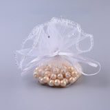 1 Bag Organza Bags, with Sequins, Gift Bags, White, 26.2cm