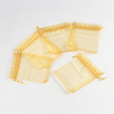 1 Bag Organza Gift Bags, with Drawstring, Rectangle, Gold, 12x10cm