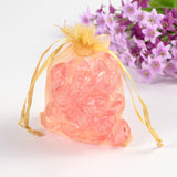 1 Bag Organza Gift Bags, with Drawstring, Rectangle, Gold, 12x10cm