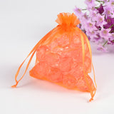 1 Bag Organza Gift Bags, with Drawstring, Rectangle, Orange, 12x10cm