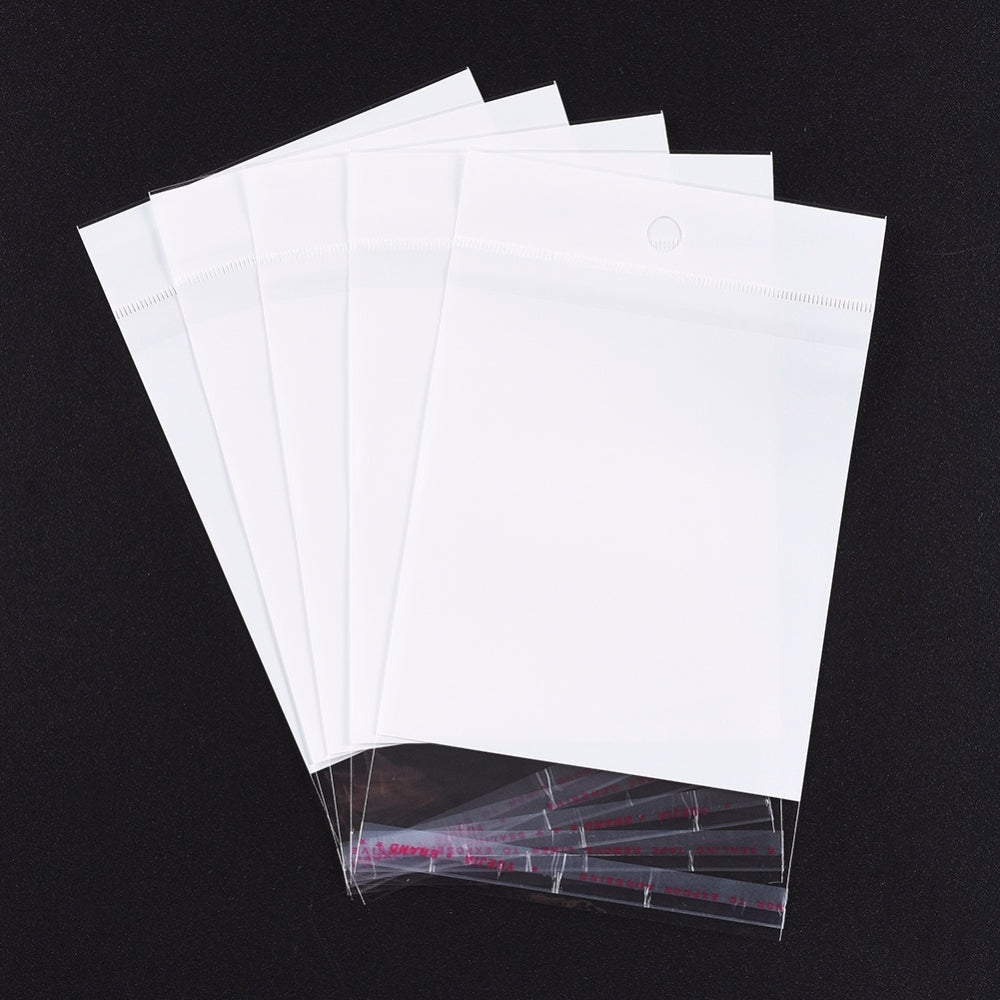 CRASPIRE 500 pc Rectangle Cellophane Bags, White, 16x9.5cm, Unilateral  Thickness: 0.05mm, Inner Measure: 10.7x9.5cm, Hole: 6mm