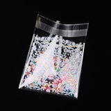 1 Bag Rectangle OPP Cellophane Bags, with Floral Pattern, Yellow, 9.9x6.9cm, Unilateral Thickness: 0.035mm, Inner Measure: 6.9x6.9cm, about 95~100pcs/bag