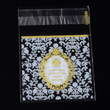 1 Bag Rectangle OPP Cellophane Bags, with Floral Pattern, Yellow, 9.9x6.9cm, Unilateral Thickness: 0.035mm, Inner Measure: 6.9x6.9cm, about 95~100pcs/bag