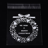 1 Bag Rectangle OPP Cellophane Bags for Christmas, with Wreath Pattern, Clear, 14x9.9cm, Unilateral Thickness: 0.035mm, Inner Measure: 11x9.9cm, about 95~100pcs/bag