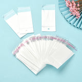 100 pc Rectangle OPP Cellophane Bags with Hanging Hole, White, 11.5x5cm, Unilateral Thickness: 0.1mm, Inner Measure: 6.6x5cm, Hole: 6mm