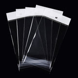 200 pc White Header OPP Cellophane Bags, Self Adhesive Sealing Bag with Hanging Hole, Rectangle, Clear, 15x7cm, Hole: 6mm, Unilateral Thickness: 0.045mm, Inner Measure: 9.5x7cm