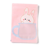 1 Bag Plastic Zip Lock Bag, Storage Bags, Self Seal Bag, Top Seal, with Cup Shape Window, Rectangle, Pink, Rabbit Pattern, 23.2x16x0.15cm, Unilateral Thickness: 3.9 Mil(0.1mm)