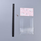 1 Bag Plastic Transparent Gift Bag, Storage Bags, Self Seal Bag, Top Seal, Rectangle, with Cartoon Card and Sling, Hole and Nail, Pink, 21.5x10x5cm, 10set/bag