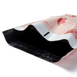 100 pc PE Plastic Self-Adhesive Packing Bags, Misty Rose, Rectangle, Flamingo Pattern, 37.5~37.7x25.4~25.5x0.01cm