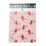 100 pc PE Plastic Self-Adhesive Packing Bags, Misty Rose, Rectangle, Flamingo Pattern, 37.5~37.7x25.4~25.5x0.01cm