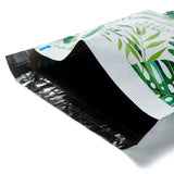 100 pc PE Plastic Self-Adhesive Packing Bags, White, Rectangle, Leaf Pattern, 37.5~37.7x25.4~25.5x0.01cm