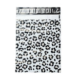 100 pc PE Plastic Self-Adhesive Packing Bags, White, Rectangle with Word Thank You, Leopard Print Pattern, 37.5~37.7x25.4~25.5x0.01cm