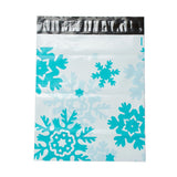 100 pc PE Plastic Self-Adhesive Packing Bags, White, Rectangle, Snowflake Pattern, 33.5~33.8x25~25.1x0.01cm
