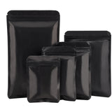 1 Bag 150Packs 5 Sizes Resealable Black Zip Lock Bags, PET Self-Seal Zipper Waterproof Bags Thickened Storage Pouch for Jewelry, Tools, Parts, Special Items, Office Supplies