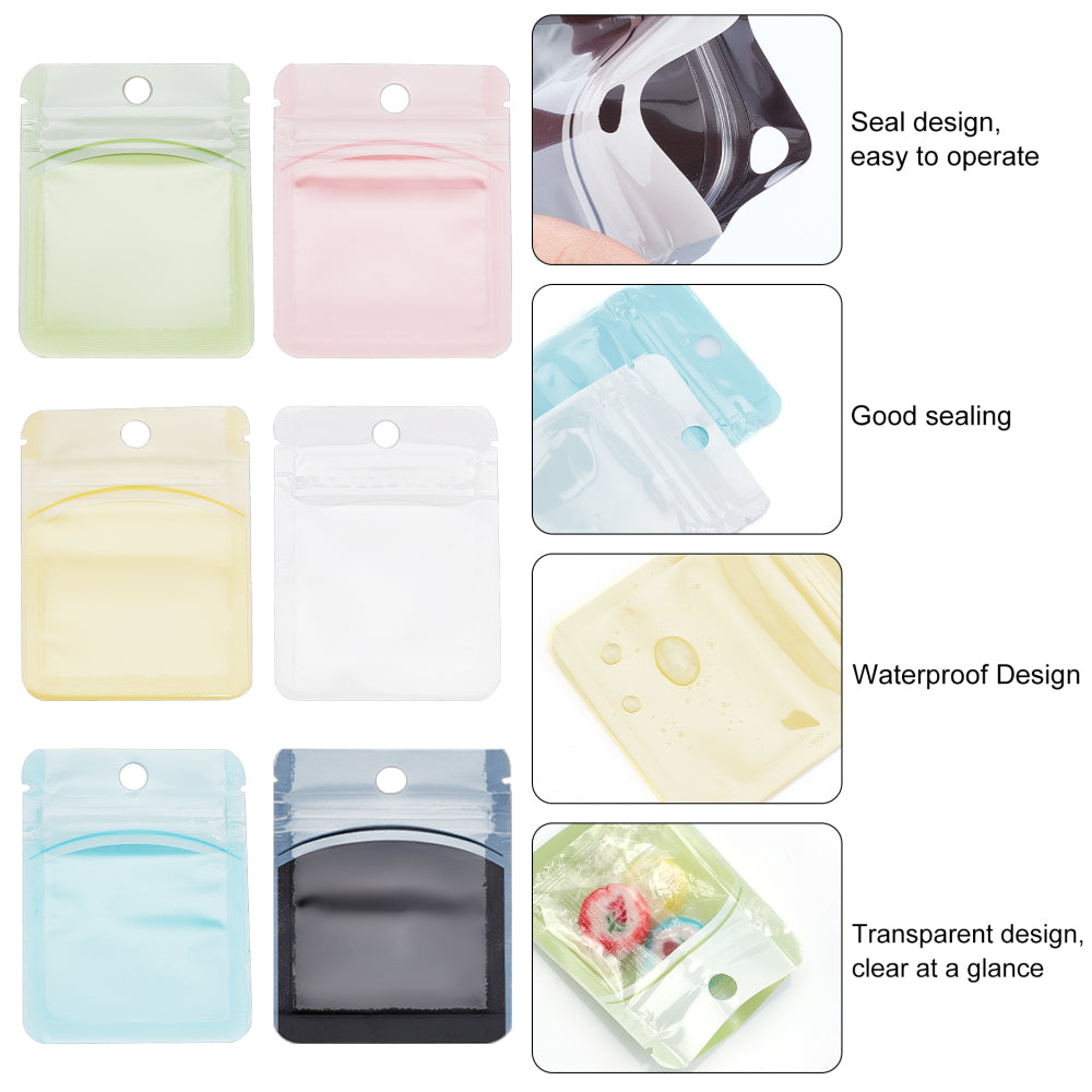 Craspire 1 Bag 144Pcs 6 Colors Small Plastic Bag Ziplock Bag