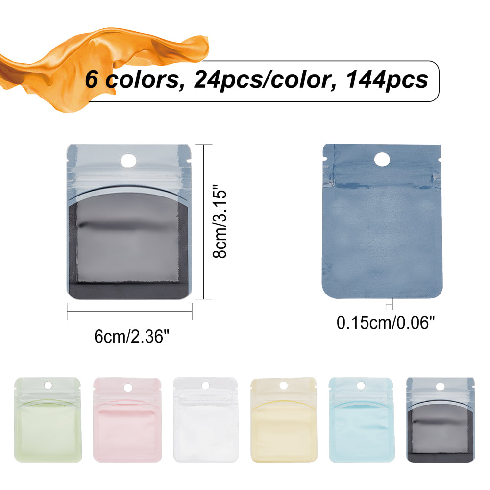 Craspire 1 Bag 144Pcs 6 Colors Small Plastic Bag Ziplock Bag