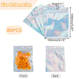 80 pc 80pcs Holographic Mylar Bags 14.9x10.5cm Clear Resealable Packaging Bags Clear Ziplock Storage Bags for Small Jewelry Lip Eyelash Storage, Unilateral Thickness: 0.07mm