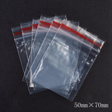 5 Bag Plastic Zip Lock Bags, Resealable Packaging Bags, Top Seal, Self Seal Bag, Rectangle, Red, 7x5cm, Unilateral Thickness: 1.3 Mil(0.035mm)