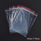 5 Bag Plastic Zip Lock Bags, Resealable Packaging Bags, Top Seal, Self Seal Bag, Rectangle, Red, 9x6cm, Unilateral Thickness: 1.3 Mil(0.035mm)