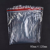 5 Bag Plastic Zip Lock Bags, Resealable Packaging Bags, Top Seal, Self Seal Bag, Rectangle, Red, 12x8cm, Unilateral Thickness: 1.1 Mil(0.028mm)