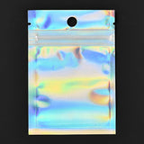 200 pc Rectangle Zip Lock Plastic Laser Bags, Resealable Bags, Clear, 10x7cm, Hole: 8mm, Unilateral Thickness: 2.7 Mil(0.07mm)