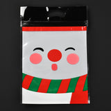 1 Bag Christmas Theme Rectangle Plastic Zip Lock Candy Storage Bags, Self Seal Bag, for Biscuit & Candy Packaging, Snowman Pattern, 220x155x0.1mm, 50pcs/bag