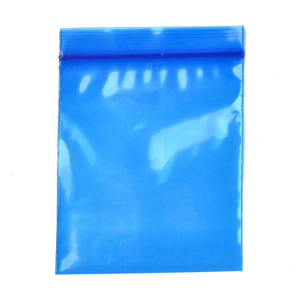 3 Bag Solid Color PE Zip Lock Bags, Resealable Small Jewelry Storage Bags,  Self Seal Bag, Top Seal, Rectangle, Blue, 8x6cmm, Unilateral Thickness: 2.7