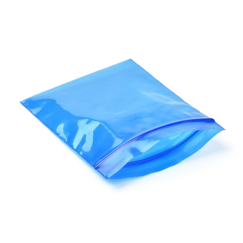 3 Bag Solid Color PE Zip Lock Bags, Resealable Small Jewelry Storage Bags,  Self Seal Bag, Top Seal, Rectangle, Blue, 8x6cmm, Unilateral Thickness: 2.7