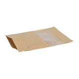 100 pc Kraft Paper Open Top Zip Lock Bags, Food Storage Bags, Sealable Pouches, for Storage Packaging, with Tear Notches, Rectangle, Camel, 12.8x9.1x0.15cm, Inner Measure: 8cm, Window: 9.1x4cm, Unilateral Thickness: 4.7 Mil(0.12mm)