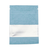 100 pc Maple Leaf Printed Aluminum Foil Open Top Zip Lock Bags, Food Storage Bags, Sealable Pouches, for Storage Packaging, with Tear Notches, Rectangle, Sky Blue, 9.9x7.1x0.15cm, Inner Measure: 6cm, Window: 7x3cm