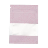 100 pc Maple Leaf Printed Aluminum Foil Open Top Zip Lock Bags, Food Storage Bags, Sealable Pouches, for Storage Packaging, with Tear Notches, Rectangle, Pink, 9.9x7.1x0.15cm, Inner Measure: 6cm, Window: 7x3cm