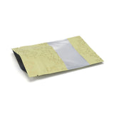 100 pc Maple Leaf Printed Aluminum Foil Open Top Zip Lock Bags, Food Storage Bags, Sealable Pouches, for Storage Packaging, with Tear Notches, Rectangle, Light Yellow, 9.9x7.1x0.15cm, Inner Measure: 6cm, Window: 7x3cm