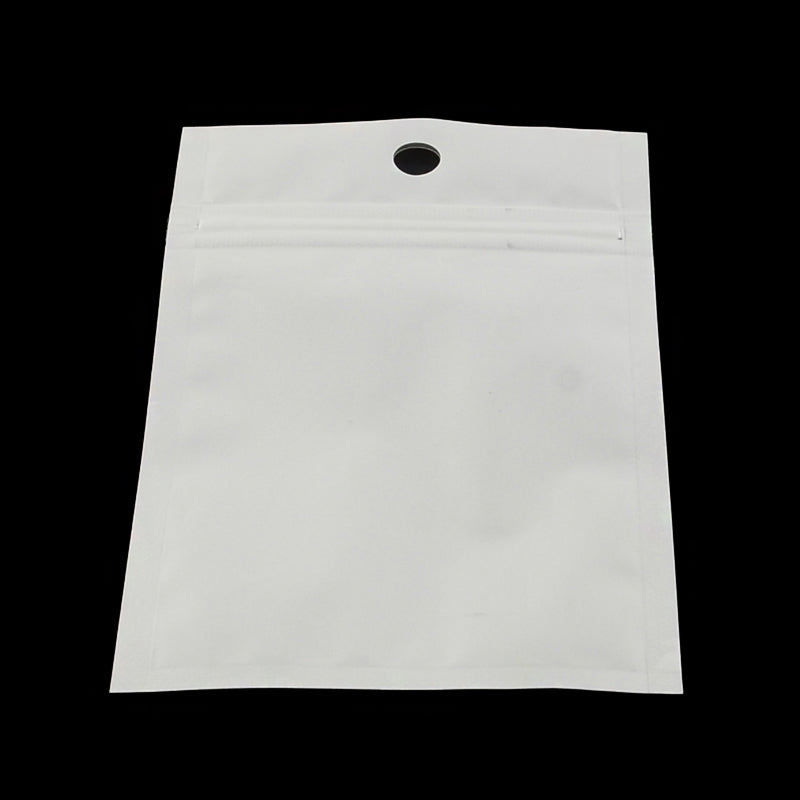 100 pc Pearl Film Plastic Zip Lock Bags, Resealable Packaging Bags, with  Hang Hole, Top Seal, Self Seal Bag, Rectangle, White, 24x16cm, inner  measure