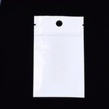 100 pc Pearl Film Plastic Zip Lock Bags, Resealable Packaging Bags, with Hang Hole, Top Seal, Rectangle, White, 10x6cm, inner measure: 7x5cm
