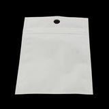 100 pc Pearl Film Plastic Zip Lock Bags, Resealable Packaging Bags, with Hang Hole, Top Seal, Self Seal Bag, Rectangle, White, 10x7cm, inner measure: 7x6cm