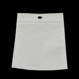 100 pc Pearl Film Plastic Zip Lock Bags, Resealable Packaging Bags, with Hang Hole, Top Seal, Self Seal Bag, Rectangle, White, 10x7cm, inner measure: 7x6cm