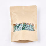 100 pc Resealable Kraft Paper Bags, Resealable Bags, Small Kraft Paper Stand up Pouch, with Window, Navajo White, 21.8x16cm