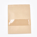 100 pc Resealable Kraft Paper Bags, Resealable Bags, Small Kraft Paper Stand up Pouch, with Window, Navajo White, 21.8x16cm